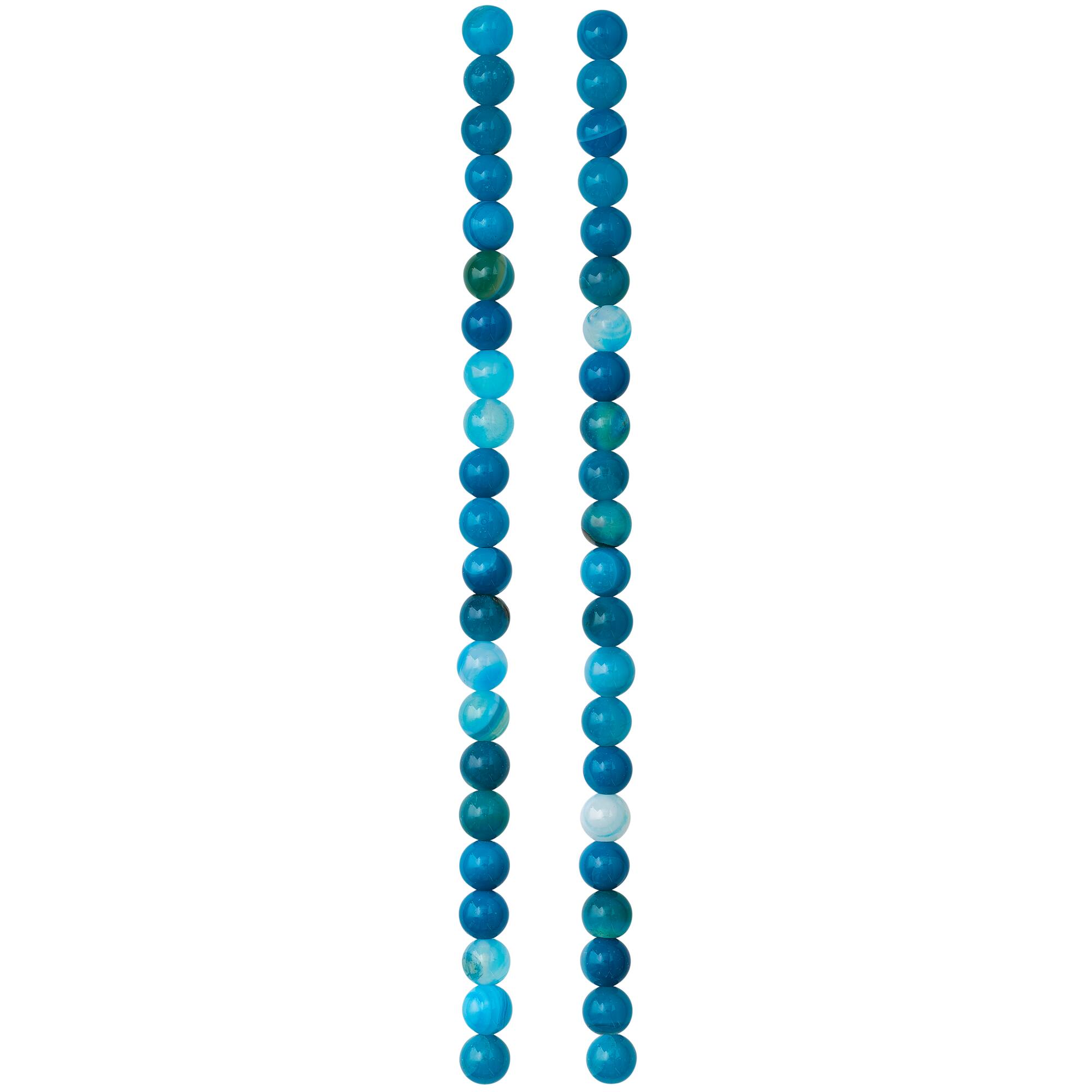 Blue Striped Agate Round Beads, 6mm by Bead Landing™